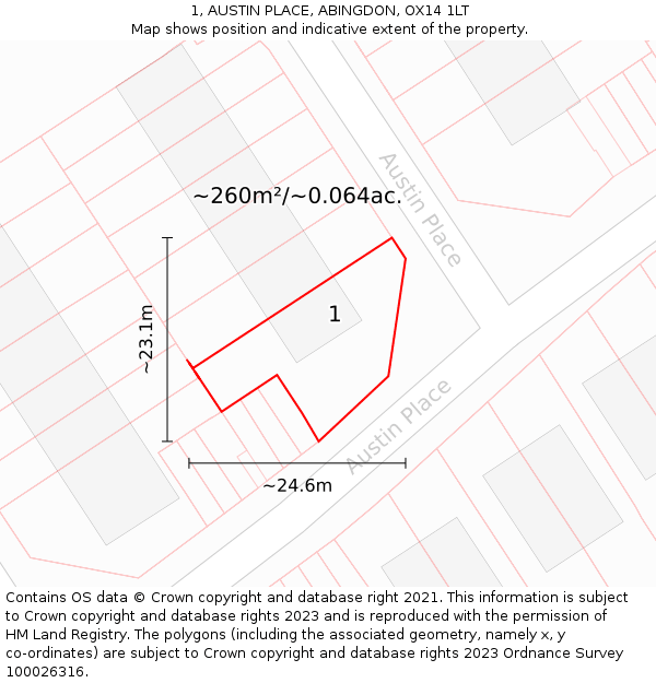 1, AUSTIN PLACE, ABINGDON, OX14 1LT: Plot and title map