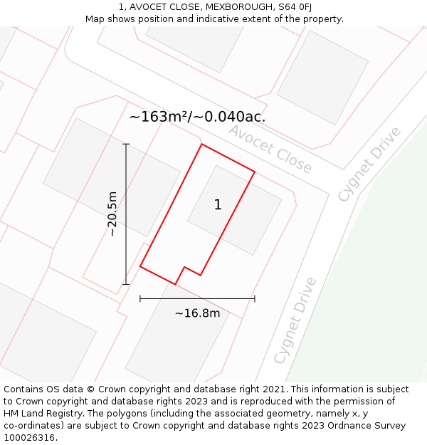 1, AVOCET CLOSE, MEXBOROUGH, S64 0FJ: Plot and title map