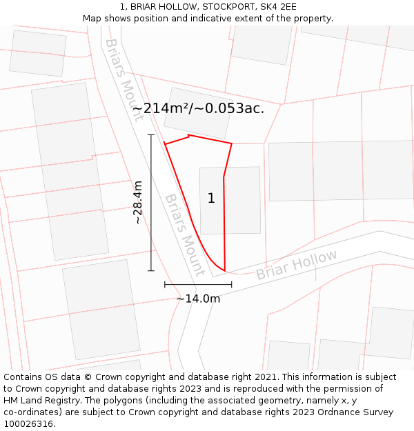 1, BRIAR HOLLOW, STOCKPORT, SK4 2EE: Plot and title map