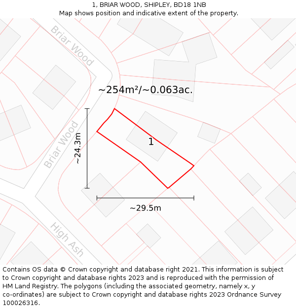 1, BRIAR WOOD, SHIPLEY, BD18 1NB: Plot and title map