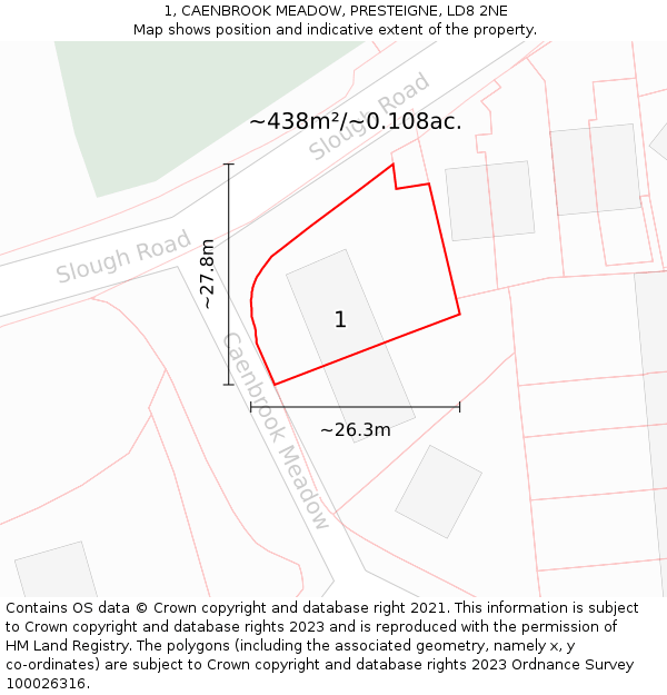 1, CAENBROOK MEADOW, PRESTEIGNE, LD8 2NE: Plot and title map