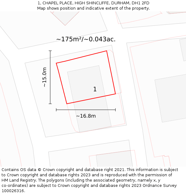 1, CHAPEL PLACE, HIGH SHINCLIFFE, DURHAM, DH1 2FD: Plot and title map