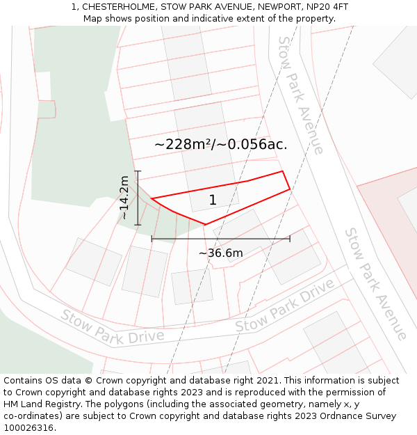 1, CHESTERHOLME, STOW PARK AVENUE, NEWPORT, NP20 4FT: Plot and title map