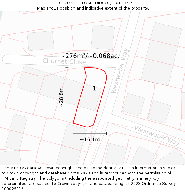 1, CHURNET CLOSE, DIDCOT, OX11 7SP: Plot and title map