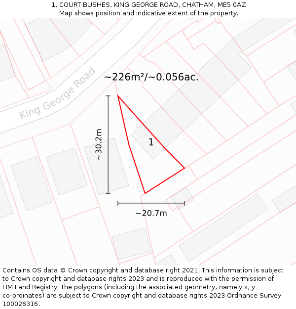1, COURT BUSHES, KING GEORGE ROAD, CHATHAM, ME5 0AZ: Plot and title map