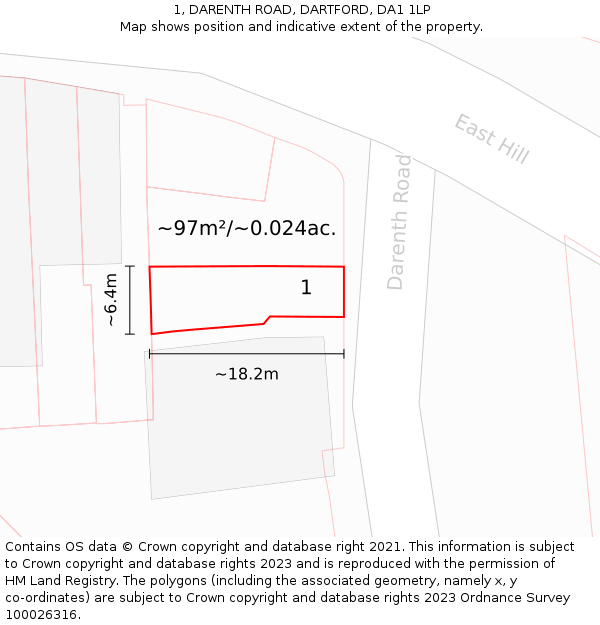 1, DARENTH ROAD, DARTFORD, DA1 1LP: Plot and title map