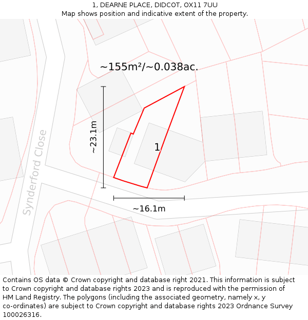 1, DEARNE PLACE, DIDCOT, OX11 7UU: Plot and title map