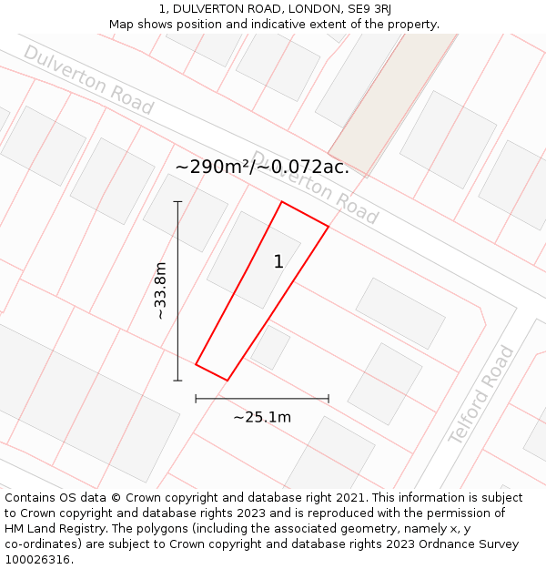 1, DULVERTON ROAD, LONDON, SE9 3RJ: Plot and title map