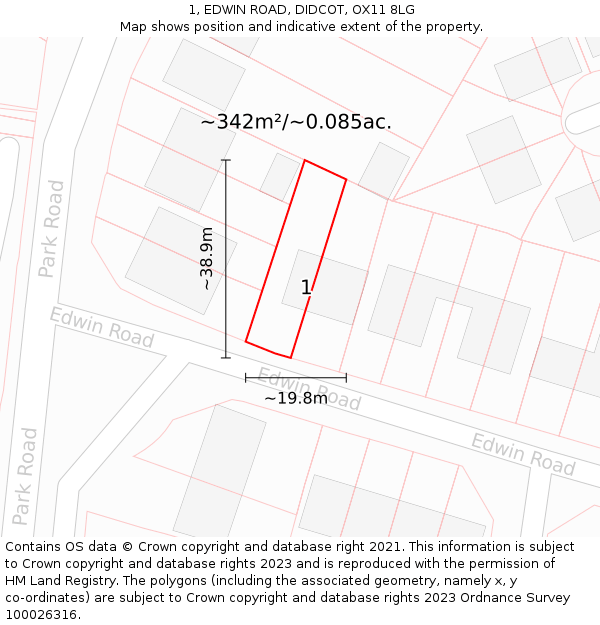 1, EDWIN ROAD, DIDCOT, OX11 8LG: Plot and title map