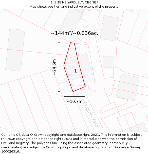 1, ENGINE YARD, ELY, CB6 3BF: Plot and title map