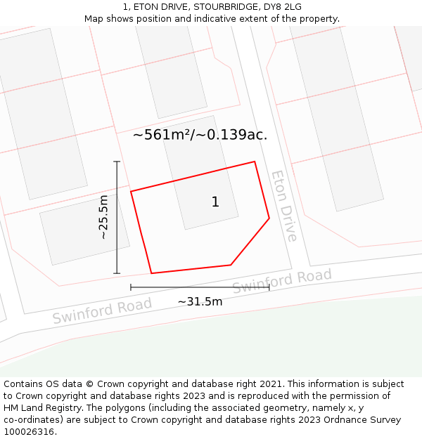 1, ETON DRIVE, STOURBRIDGE, DY8 2LG: Plot and title map