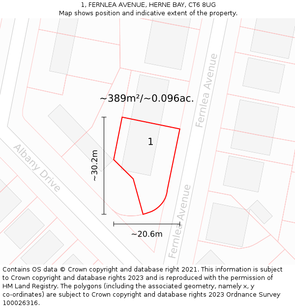 1, FERNLEA AVENUE, HERNE BAY, CT6 8UG: Plot and title map