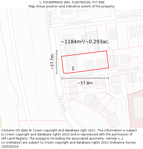 1, FISHERMANS WAY, FLEETWOOD, FY7 8SE: Plot and title map