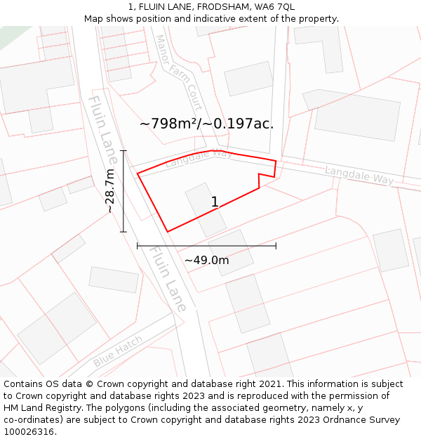 1, FLUIN LANE, FRODSHAM, WA6 7QL: Plot and title map