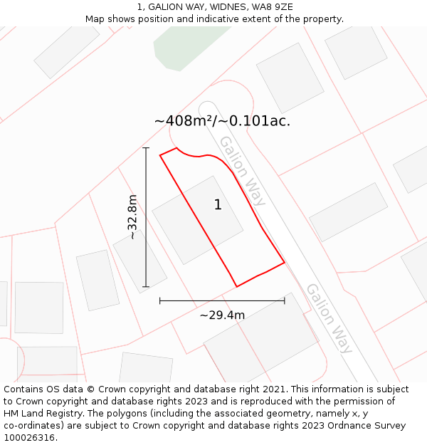 1, GALION WAY, WIDNES, WA8 9ZE: Plot and title map