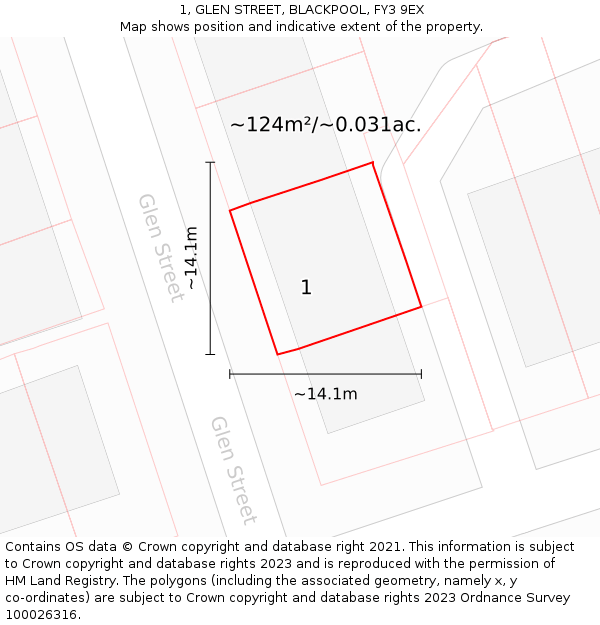 1, GLEN STREET, BLACKPOOL, FY3 9EX: Plot and title map