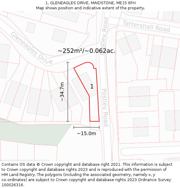 1, GLENEAGLES DRIVE, MAIDSTONE, ME15 6FH: Plot and title map