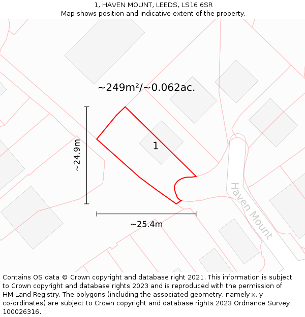 1, HAVEN MOUNT, LEEDS, LS16 6SR: Plot and title map