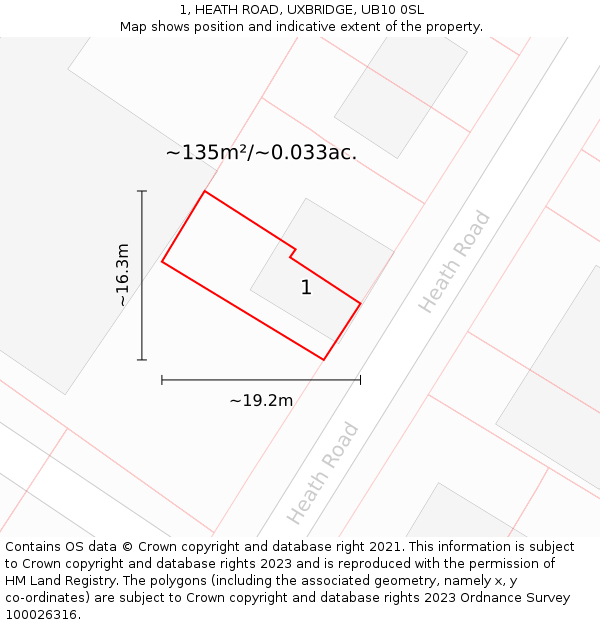 1, HEATH ROAD, UXBRIDGE, UB10 0SL: Plot and title map
