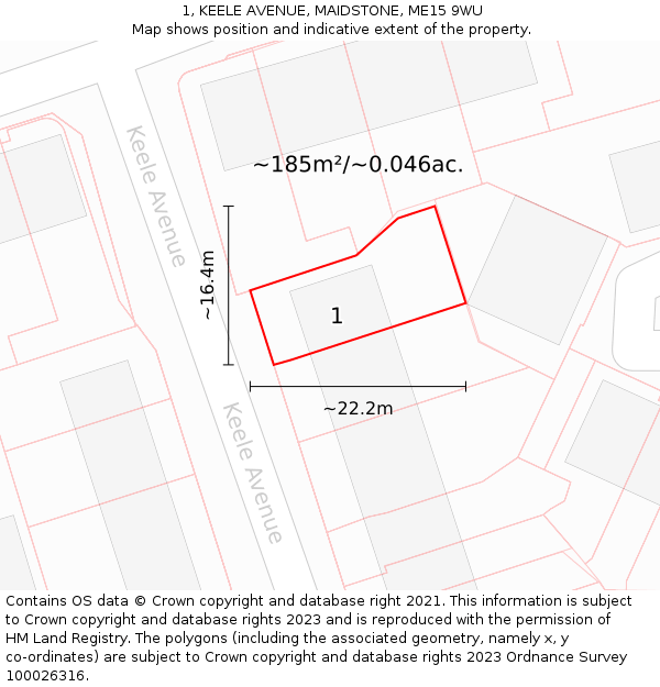 1, KEELE AVENUE, MAIDSTONE, ME15 9WU: Plot and title map