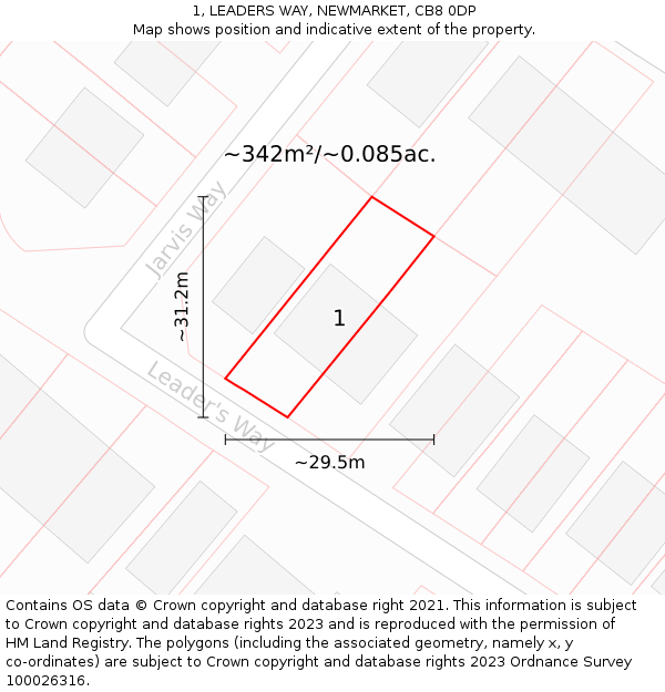 1, LEADERS WAY, NEWMARKET, CB8 0DP: Plot and title map