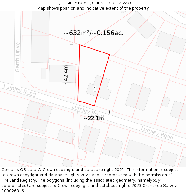 1, LUMLEY ROAD, CHESTER, CH2 2AQ: Plot and title map