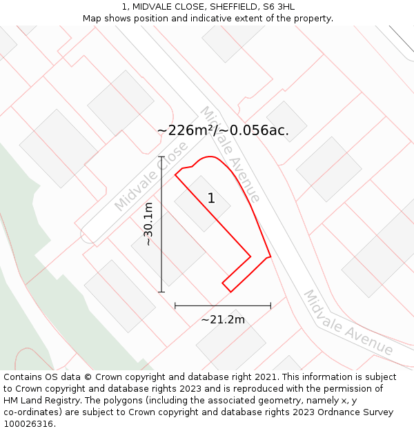 1, MIDVALE CLOSE, SHEFFIELD, S6 3HL: Plot and title map