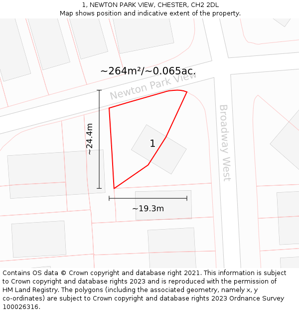 1, NEWTON PARK VIEW, CHESTER, CH2 2DL: Plot and title map