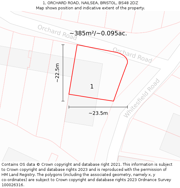 1, ORCHARD ROAD, NAILSEA, BRISTOL, BS48 2DZ: Plot and title map