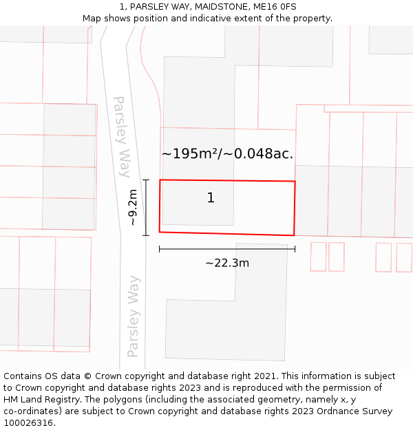 1, PARSLEY WAY, MAIDSTONE, ME16 0FS: Plot and title map