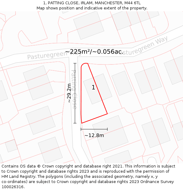 1, PATTING CLOSE, IRLAM, MANCHESTER, M44 6TL: Plot and title map