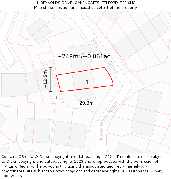 1, REYNOLDS DRIVE, OAKENGATES, TELFORD, TF2 6NG: Plot and title map