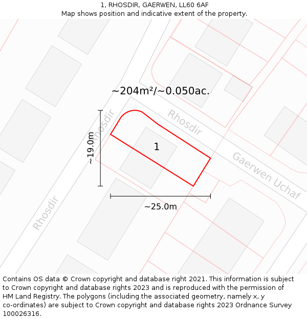 1, RHOSDIR, GAERWEN, LL60 6AF: Plot and title map