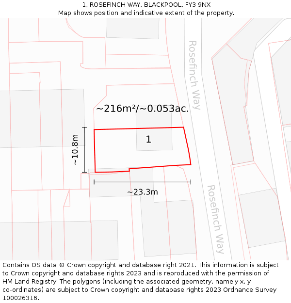 1, ROSEFINCH WAY, BLACKPOOL, FY3 9NX: Plot and title map