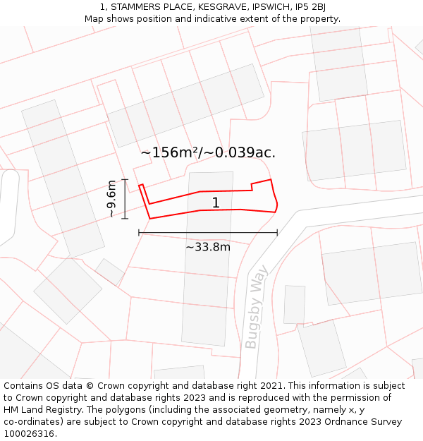 1, STAMMERS PLACE, KESGRAVE, IPSWICH, IP5 2BJ: Plot and title map