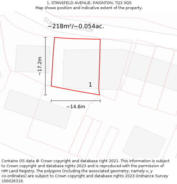 1, STANSFELD AVENUE, PAIGNTON, TQ3 3QS: Plot and title map