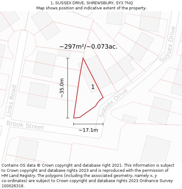 1, SUSSEX DRIVE, SHREWSBURY, SY3 7NQ: Plot and title map