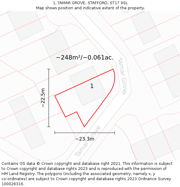 1, TAMAR GROVE, STAFFORD, ST17 9SL: Plot and title map