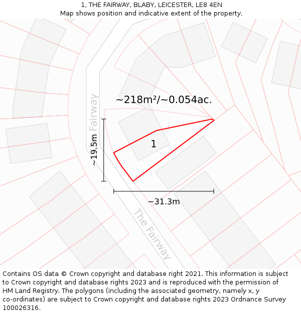 1, THE FAIRWAY, BLABY, LEICESTER, LE8 4EN: Plot and title map