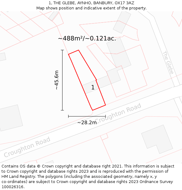 1, THE GLEBE, AYNHO, BANBURY, OX17 3AZ: Plot and title map