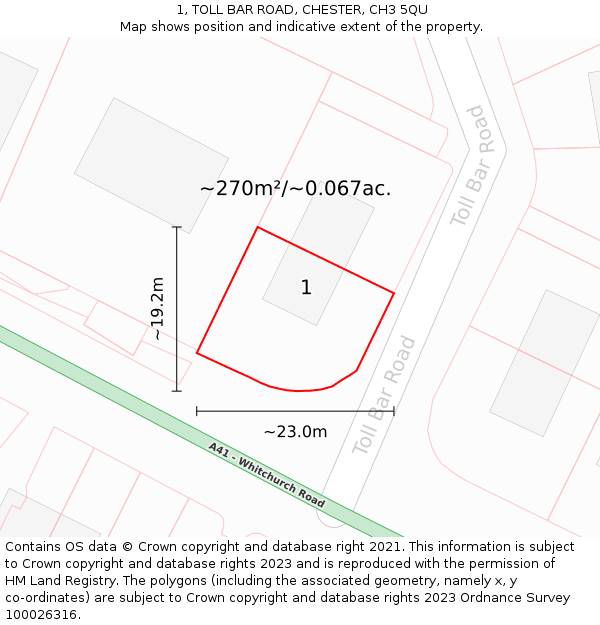 1, TOLL BAR ROAD, CHESTER, CH3 5QU: Plot and title map