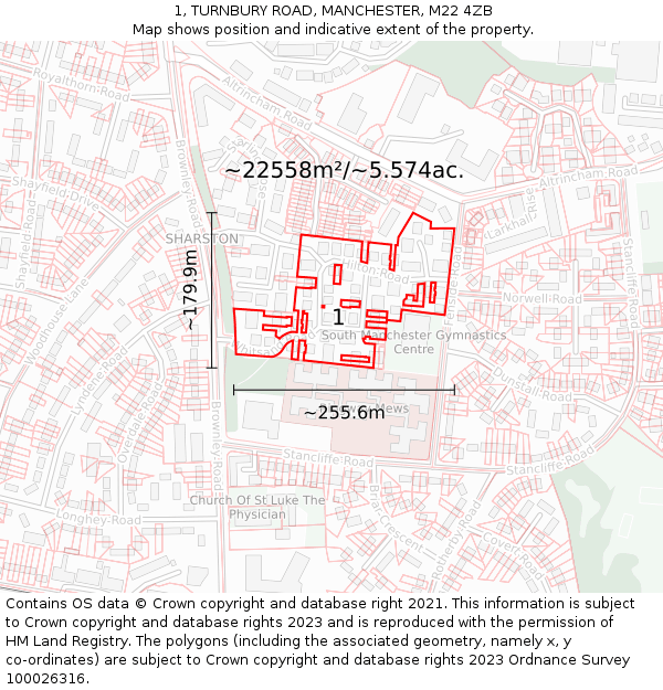 1, TURNBURY ROAD, MANCHESTER, M22 4ZB: Plot and title map