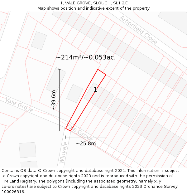 1, VALE GROVE, SLOUGH, SL1 2JE: Plot and title map