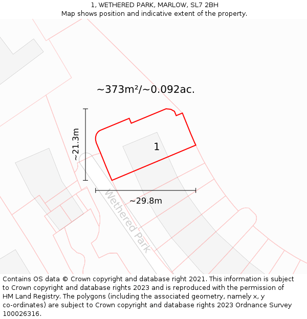 1, WETHERED PARK, MARLOW, SL7 2BH: Plot and title map