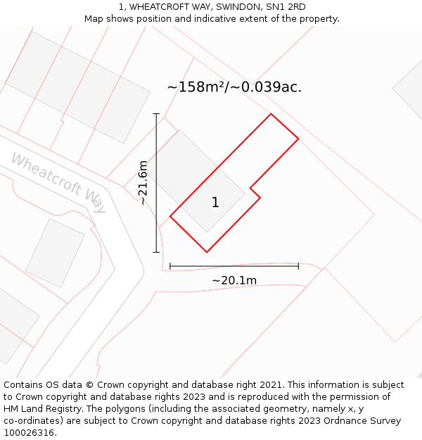 1, WHEATCROFT WAY, SWINDON, SN1 2RD: Plot and title map