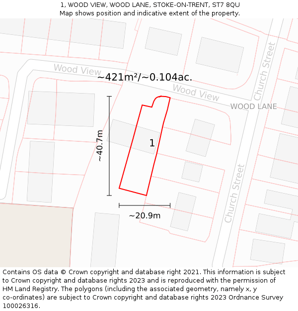 1, WOOD VIEW, WOOD LANE, STOKE-ON-TRENT, ST7 8QU: Plot and title map