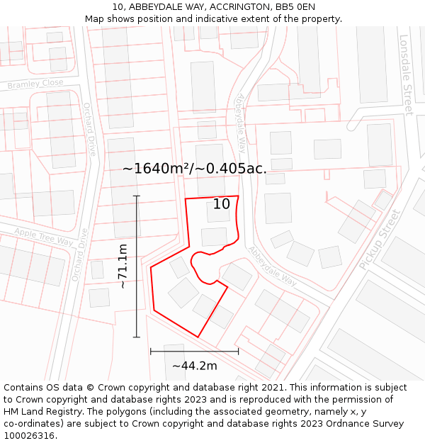 10, ABBEYDALE WAY, ACCRINGTON, BB5 0EN: Plot and title map