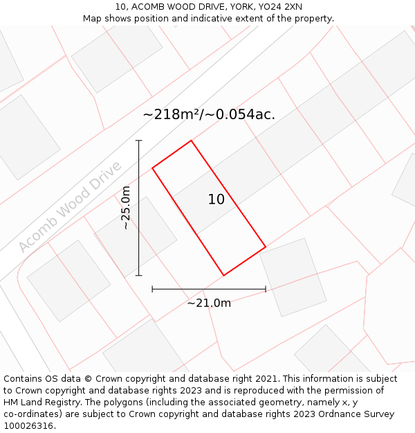 10, ACOMB WOOD DRIVE, YORK, YO24 2XN: Plot and title map