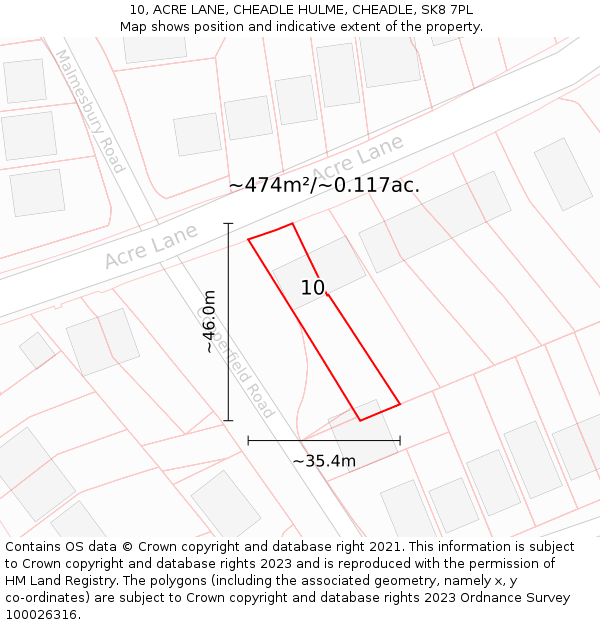 10, ACRE LANE, CHEADLE HULME, CHEADLE, SK8 7PL: Plot and title map