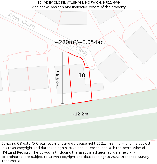 10, ADEY CLOSE, AYLSHAM, NORWICH, NR11 6WH: Plot and title map